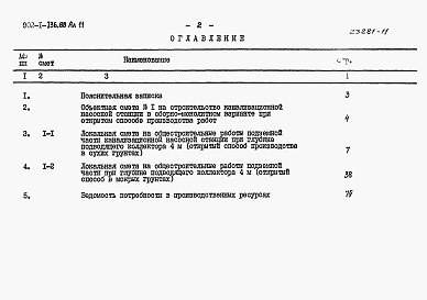 Состав фльбома. Типовой проект 902-1-136.88Альбом 11 Сметы. Подземная часть. 