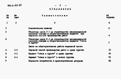 Состав фльбома. Типовой проект 902-1-101.85Альбом 11 Сметы. Подземная часть.          