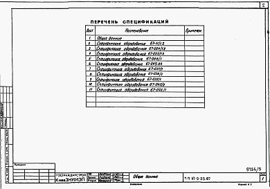 Состав фльбома. Типовой проект 67-0-55.87Альбом 5 Спецификации оборудования