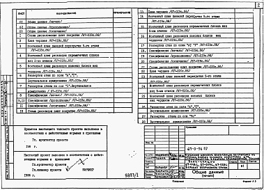 Состав фльбома. Типовой проект 67-0-56.87Альбом 1 Архитектурно-строительная часть. Внутренний водосток. Спецификации оборудования