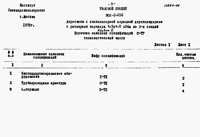 Состав фльбома. Типовой проект 902-2-216Альбом 6 Заказные спецификации