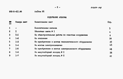 Состав фльбома. Типовой проект 902-2-411.86Альбом 7 Сметы    