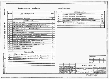 Состав фльбома. Типовой проект 902-2-407с.86Альбом 5 Резервуар размером 6х9 м. Конструкции железобетонные, технологические чертежи, КИП    