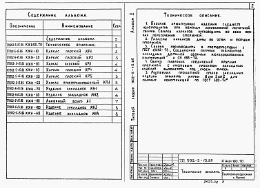 Состав фльбома. Типовой проект 902-5-15.86Альбом 2 Строительные изделия    