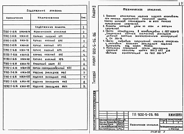 Состав фльбома. Типовой проект 902-5-16.86Альбом 2 Строительные изделия    