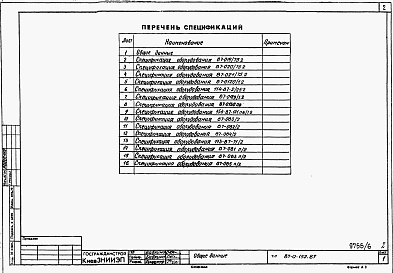 Состав фльбома. Типовой проект 87-0-152.87Альбом 5 Спецификации оборудования