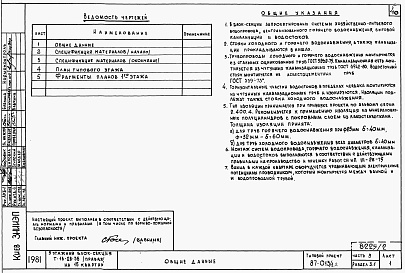 Состав фльбома. Типовой проект 87-013/1.2Альбом 2 Части 1.85, 2,3,4,5,6 Архитектурно-строительные чертежи, отопление и вентиляция, водоснабжение и канализация, газоснабжение, электрооборудование, устройства связи выше отм.0.000