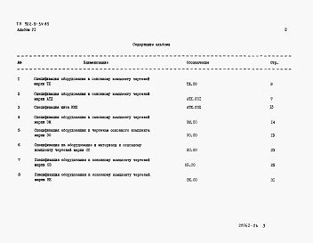 Состав фльбома. Типовой проект 902-9-34.85Альбом 6 Спецификации оборудования    