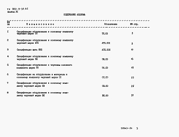 Состав фльбома. Типовой проект 902-9-35.85Альбом 6 Спецификации оборудования    