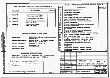 Состав фльбома. Типовой проект 87-049/1.2Альбом 01 Чертежи архитектурно-строительные, сантехнические и электротехнические ниже отм. 0.000 вариант с кладовыми