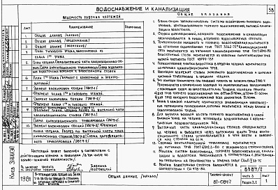 Состав фльбома. Типовой проект 87-084/2Альбом 3 Части 1, 2, 3, 4, 5, 6 Архитектурно-строительные чертежи выше отм. 0.000. Отопление и вентиляция. Водоснабжение и канализация. Газоснабжение. Электрооборудование. Связь и сигнализация