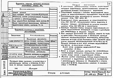 Состав фльбома. Типовой проект 87-085п/2Альбом 3 Части 1-1, 2-1, 3-1, 4-1, 5-1, 6-1 Архитектурно-строительные чертежи, отопление и вентиляция, водоснабжение и канализация, газоснабжение, электрооборудование, связь и сигнализация выше отм.0.000