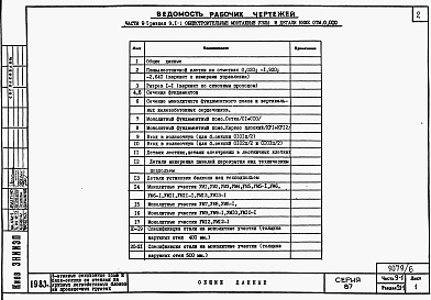 Состав фльбома. Типовой проект 87-0101п/2Альбом 7 Часть 9-1 разделы 9.1-1, 9.2-1, 9.3-1, 9.6-1, 9.10-1 Узлы и детали