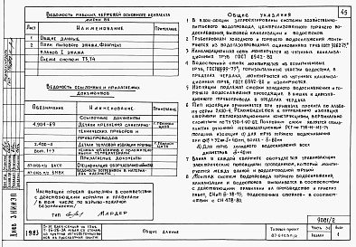 Состав фльбома. Типовой проект 87-0103п/2Альбом 2 Часть 1-1,2-1,3-1,4-1,5-1,6-1 Архитектурно-строительные чертежи, отопление и вентиляция, водоснабжение и канализация, газоснабжение, электрооборудование, связь и сигнализация выше отм.0.000 