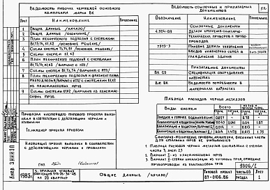 Состав фльбома. Типовой проект 87-0106.86Альбом 1 Часть 01, 02, 03 Архитектурно-строительные чертежи ниже отм. 0.000. Отопление и вентиляция. Водоснабжение и канализация ниже отм. 0.000