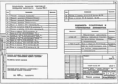 Состав фльбома. Типовой проект 87-0149.87Альбом 8 Узлы архитектурно-строительных решений. Узлы внутреннего водопровода и канализации. Вертикальный транспорт. УАС 2-1, УВК 1