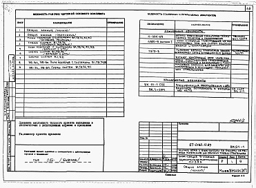 Состав фльбома. Типовой проект 87-0160.13.89Альбом 2 Архитектурно-строительные решения ниже отм. 0.000. Отопление и вентиляция. Внутренние водопровод и канализация ниже отм. 0.000