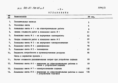 Состав фльбома. Типовой проект 183-87-140.85Альбом 3 Сметы