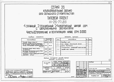 Состав фльбома. Типовой проект 111-26-77.83Альбом 1 Части 0, 01, 02, 03, 1, 2, 3, 4, 5, 6 Общая часть. Архитектурно-строительные чертежи ниже отм. 0,000. Отопление и вентиляция ниже отм. 0,000. Водопровод и канализация ниже отм. 0,000. Архитектурно-строительные чертежи выше отм. 0,000. Отопление и