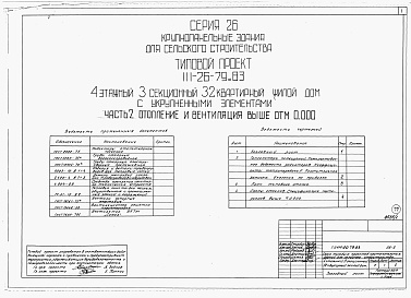 Состав фльбома. Типовой проект 111-26-79.83Альбом 1 Части 0, 01, 02, 03, 1, 2, 3, 4, 5, 6 Общая часть. Архитектурно-строительные чертежи ниже отм. 0,000. Отопление и вентиляция ниже отм. 0,000. Водопровод и канализация ниже отм. 0,000. Архитектурно-строительные чертежи выше отм. 0,000. Отопление и