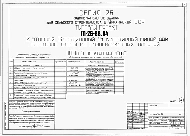 Состав фльбома. Типовой проект 111-26-88.84Альбом 1 Части 0, 01, 02, 03, 1, 2, 3, 4, 5, 6 Общая часть. Архитектурно-строительные решения ниже отм. 0,000. Отопление и вентиляция ниже отм. 0,000. Внутренние водопровод и канализация ниже отм. 0,000. Архитектурно-строительные решения выше отм. 0,000. 