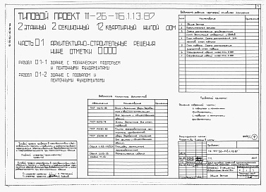 Состав фльбома. Типовой проект 111-26-116.1.13.87Альбом 1 Части 0, 01, 02, 03, 1, 2, 3, 4, 5, 6 Общие архитектурно-строительные решения. Архитектурно-строительные решения ниже отм. 0,000. Отопление и вентиляция ниже отм. 0,000. Внутренние водопровод и канализация ниже отм. 0,000. Архитектурно-строительн