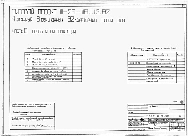 Состав фльбома. Типовой проект 111-26-118.1.13.87Альбом 1 Части 0, 01, 02, 03, 1, 2, 3, 4, 5, 6 Общие архитектурно-строительные решения. Архитектурно-строительные решения ниже отм. 0,000. Отопление и вентиляция ниже отм. 0,000. Внутренние водопровод и канализация ниже отм. 0,000. Архитектурно-строительн