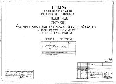 Состав фльбома. Типовой проект 151-26-73.83Альбом 1 Части 0, 01, 02, 03, 1, 2, 3, 4, 5, 6 Общая часть. Архитектурно-строительные чертежи ниже отм. 0,000. Отопление и вентиляция ниже отм. 0,000. Водопровод и канализация ниже отм. 0,000. Архитектурно-строительные чертежи выше отм. 0,000. Отопление и