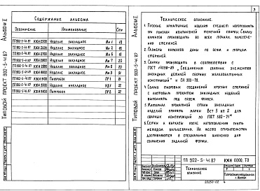 Состав фльбома. Типовой проект 902-5-41.87Альбом 2 Строительные изделия    