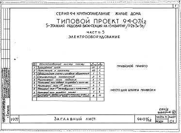 Состав фльбома. Типовой проект 94-07/1.2Альбом 8 Часть 1 Архитектурно-строительные чертежи выше отм.0.000. Часть 2 Отопление и вентиляция Раздел 2-1 С радиаторами и конвекторами. Часть 3 Водоснабжение и канализация выше отм.0.000. Часть 4 Газоснабжение. Часть 5 Электроборудрвание, Часть 6 Слабо