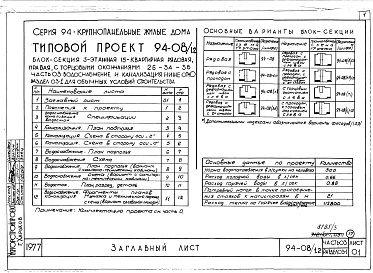 Состав фльбома. Типовой проект 94-08/1.2Альбом 6 Часть 03 Водоснабжение и канализация ниже отм.0.000 Раздел 03-1 Для обычных условий строительства