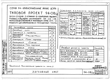 Состав фльбома. Типовой проект 94-08/1.2Альбом 7 Часть 03 Водоснабжение и канализация ниже отм.0.000 Раздел 03-2 Для строительства на просадочных грунтах