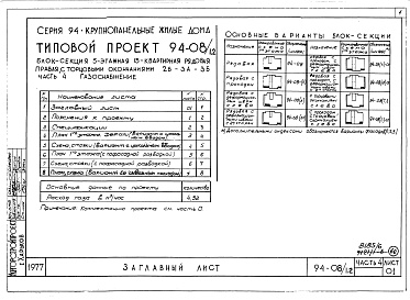 Состав фльбома. Типовой проект 94-08/1.2Альбом 8 Часть 1 Архитектурно-строительные чертежи выше отм.0.000. Часть 2 Отопление и вентиляция Раздел 2-1 С радиаторами и конвекторами. Часть 3 Водоснабжение и канализация выше отм.0.000. Часть 4 Газоснабжение. Часть 5 Электроснабжение. Часть 6 Слабото