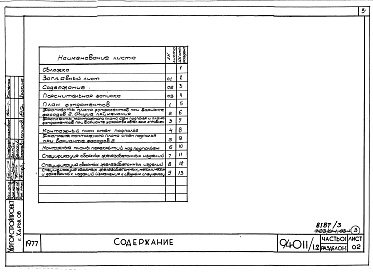 Состав фльбома. Типовой проект 94-011/1.2Альбром 3 Часть 01 Архитектурно-строительные чертежи ниже отм.0.000 Раздел 01-1 Для обычных условий строительства