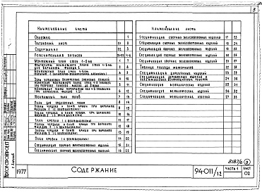 Состав фльбома. Типовой проект 94-011/1.2Альбом 8 Часть 1 Архитектурно-строительные чертежи выше отм.0.000. Часть 2 Отопление и вентиляция Раздел 2-1 С радиаторами и конвекторами. Часть 3 Водоснабжение и канализация выше отм.0.000. Часть 4 Газоснабжение. Часть 5 Электрооборудование. Часть 6 Слаб