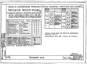 Состав фльбома. Типовой проект 94-018/1.2Часть 01 Архитектурно-строительные чертежи ниже отм.0.000 Раздел 01-2 Для строительства на просадочных грунтах. Часть 03  Водоснабжение и канализация ниже отм.0.000 Раздел 03-2 Для строительства на просадочных грунтах