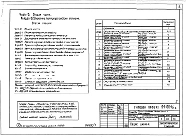 Состав фльбома. Типовой проект 94-064/1.2Альбом 2 Часть 0 Общая часть Раздел 0-2 Расчетные таблицы для системы отопления