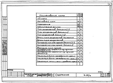 Состав фльбома. Типовой проект 94-087/1.2Альбом 3 Часть 01 Архитектурно-строительные чертежи ниже отм.0.000  Раздел 01-1 Здание с подпольем