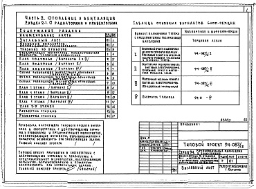 Состав фльбома. Типовой проект 94-087/1.2Альбом 5 Часть 1 Архитектурно-строительные чертежи віше отм.0.000. Часть 2 Отопление и вентиляция Раздел 2-1 С радиаторами и конвекторами. Часть 3  Водопровод, канализация и газопровод. Часть 5 Єлектрооборудование. Часть 6 Слаботочные устройства