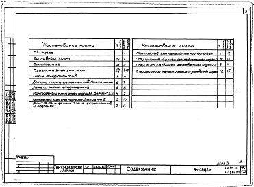 Состав фльбома. Типовой проект 94-088/1.2Альбом 3 Часть 01 Архитектурно-строительные чертежи ниже отм.0.000  Раздел 01-1 Здание с подпольем