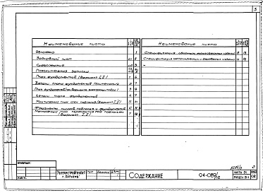 Состав фльбома. Типовой проект 94-089/1.2Альбом 3 Часть 01 Архитектурно-строительные чертежи ниже отм.0.000  Раздел 01-1 Здание с подпольем