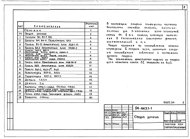 Состав фльбома. Типовой проект 94-0115.84Альбом 9 Внутренние стеновые панели