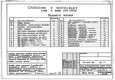 Состав фльбома. Типовой проект 94-0116.84Альбом 3 Архитектурно-строительные решения выше отм. 0.000.  Отопление и вентиляция ниже и выше отм. 0.000.  Внутренние водопровод и канализация, газопровод ниже и выше отм..0000. Электрооборудование ниже и выше отм. 0.000. Устройства 