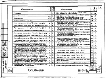 Состав фльбома. Типовой проект 111-94-43/75.2Альбом 5 Часть 1 Архитектурно-строительные чертежи выше отм.0.000