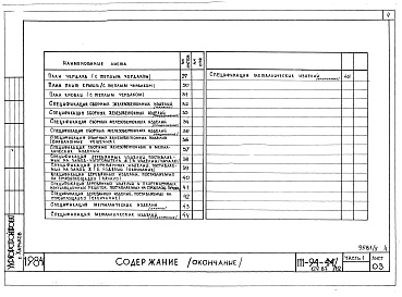 Состав фльбома. Типовой проект 111-94-124.87Альбом 5 Архитектурн6о-строительные чертежи выше отм.2.800. Часть 2 Отопление и вентиляция выше отм.2.800 Раздел 2-1 С радиаторами и конвекторами. Часть 3 Водопровод и канализация выше отм.2.800. Часть 4 Газоснабжение. Часть 5 Электрооборудование выше отм