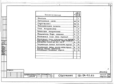 Состав фльбома. Типовой проект 151-94-95.83Альбом 2 Часть 01 Архитектурно-строительные чертежи ниже отм.0.000 Раздел 01-1 Здание с подпольем