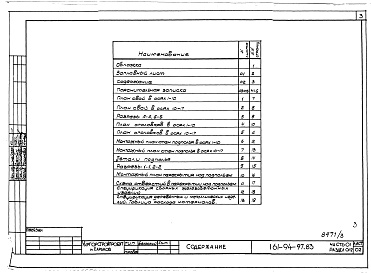 Состав фльбома. Типовой проект 161-94-97.83Альбом 3 Часть 01 Архитектурно-строительные чертежи ниже отм.0.000  Раздел 01-2 Здание с подпольем Вариант безростверковых свайных фундаментов