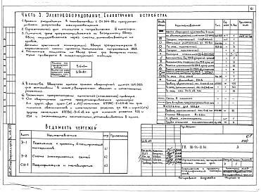 Состав фльбома. Типовой проект 181-94-111.84Альбом 1 Часть 1 Архитектурно-строительные чертежи. Часть 2 Отопление и вентиляция. Часть 3 Водопровод и канализация. Часть 4 Газоснабжение. Часть 5 Электрооборудование и слаботочные устройства