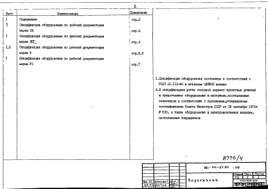 Состав фльбома. Типовой проект 181-94-114.84Альбом 4 Спецификация оборудования