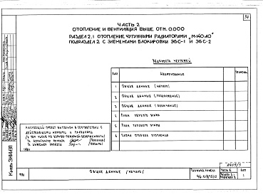 Состав фльбома. Типовой проект 96-018/75/1.2Альбом 3 Архитектурно-строительные чертежи выше отм.0.000. Часть 2 Отопление и вентиляция выше отм.0.000 Раздел 2-1 Отопление чугунными радиаторами М-140-АО Раздел 2-3 Отопление конвекторами &quot;Комфорт&quot;. Часть 3 Водоснабжение и канализация выше от